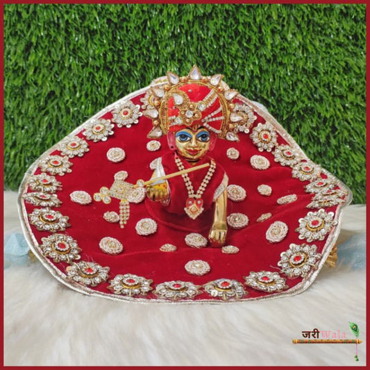 Shaneel Heavy Gotapatti Work Red Laddu Poshak