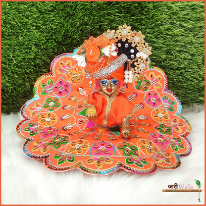 Blended Thread Kundan Work Orange Laddu Poshak