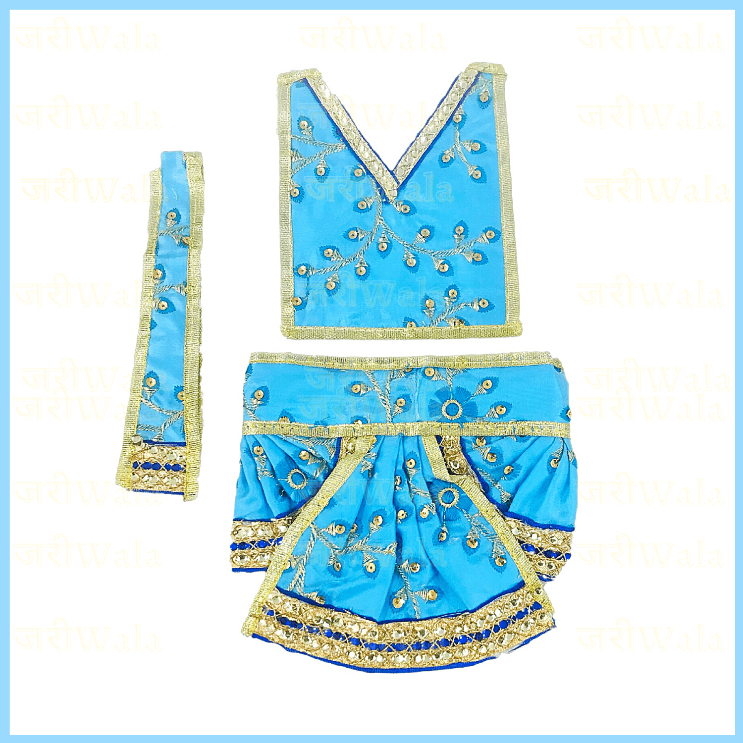 Thread Work Blue Hanuman Ji Poshak - ZARIIWALAA