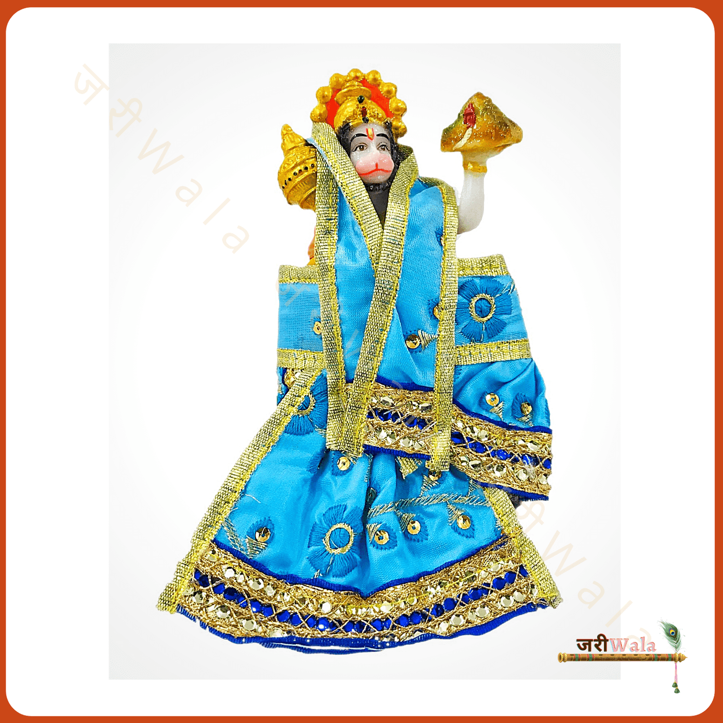 Thread Work Blue Hanuman Ji Poshak - ZARIIWALAA