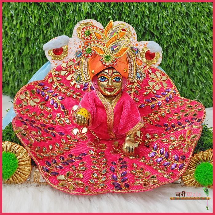 Shaneel Thread Kundan Work Red Laddu Poshak