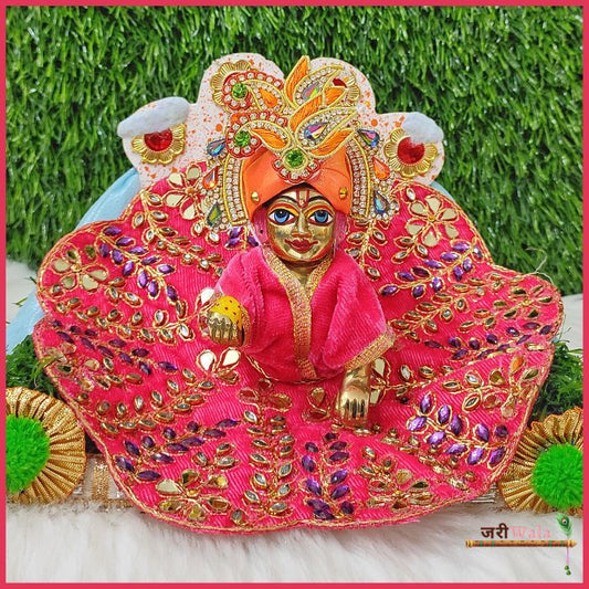 Shaneel Thread Kundan Work Red Laddu Poshak