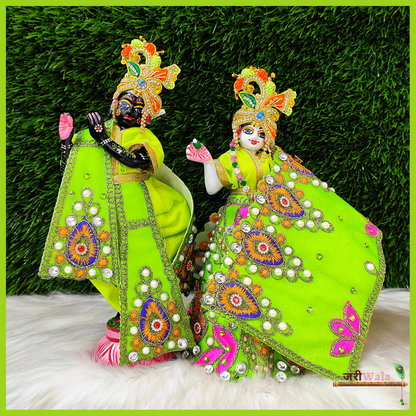 Blended Thread Moti Work Green Poshak