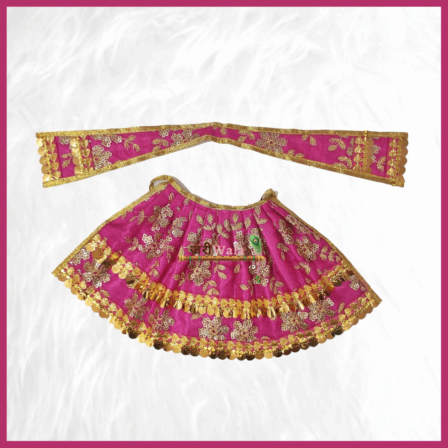Thread Work Magenta Lehnga Patka - ZARIIWALAA