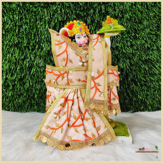 Thread Work Peach Hanuman Ji Poshak