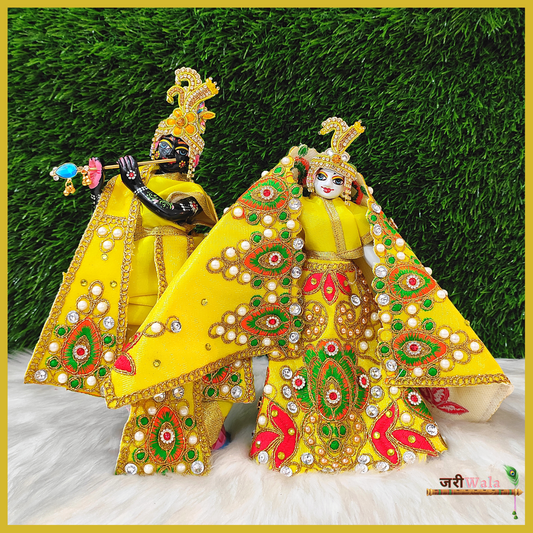 Blended Thread Moti Work Yellow Poshak