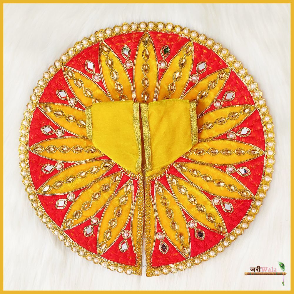 Shaneel Thread Moti Work Yellow Poshak