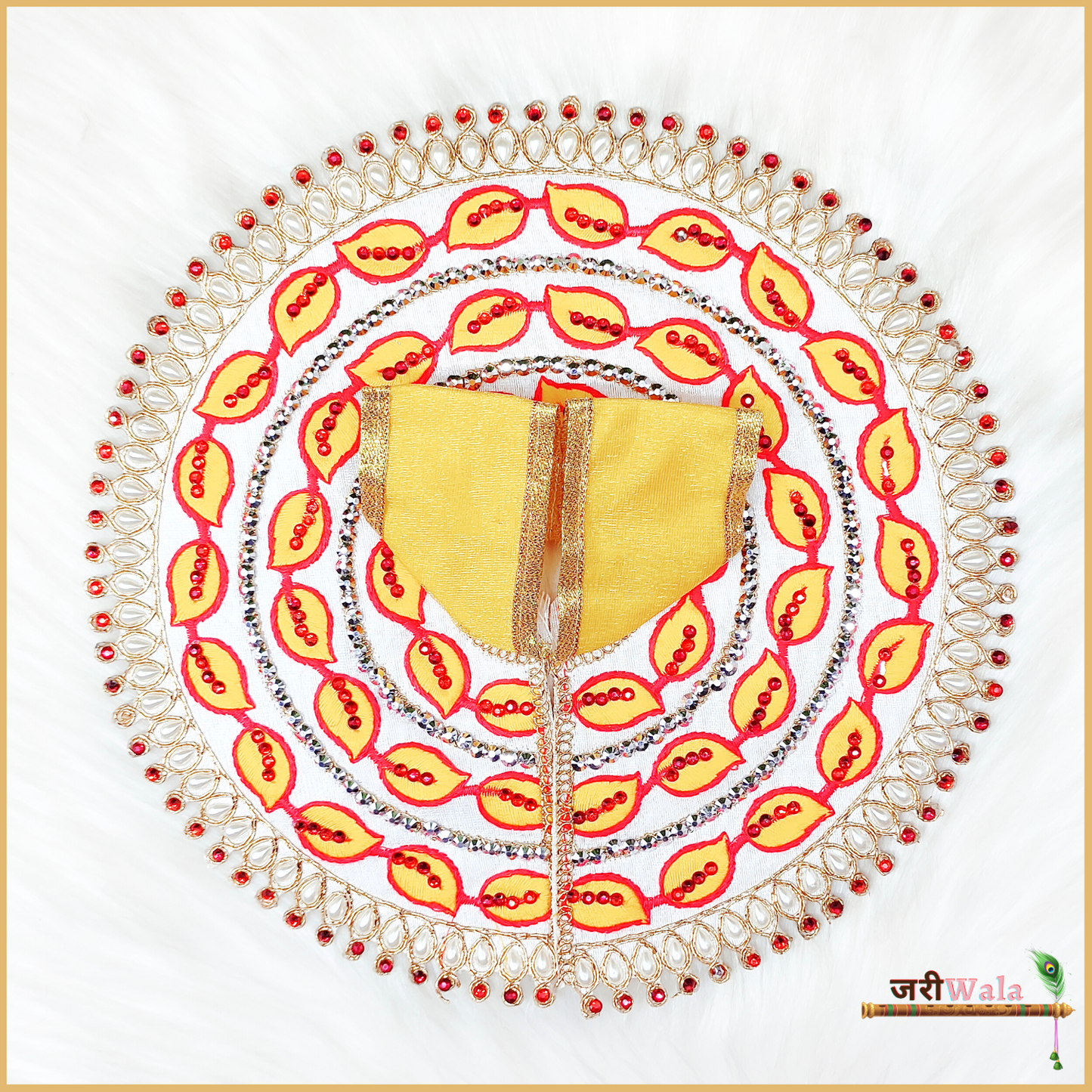 Cotton Thread Moti Work Yellow Poshak