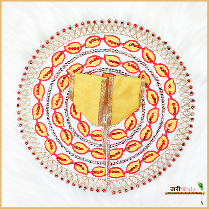 Cotton Thread Moti Work Yellow Poshak