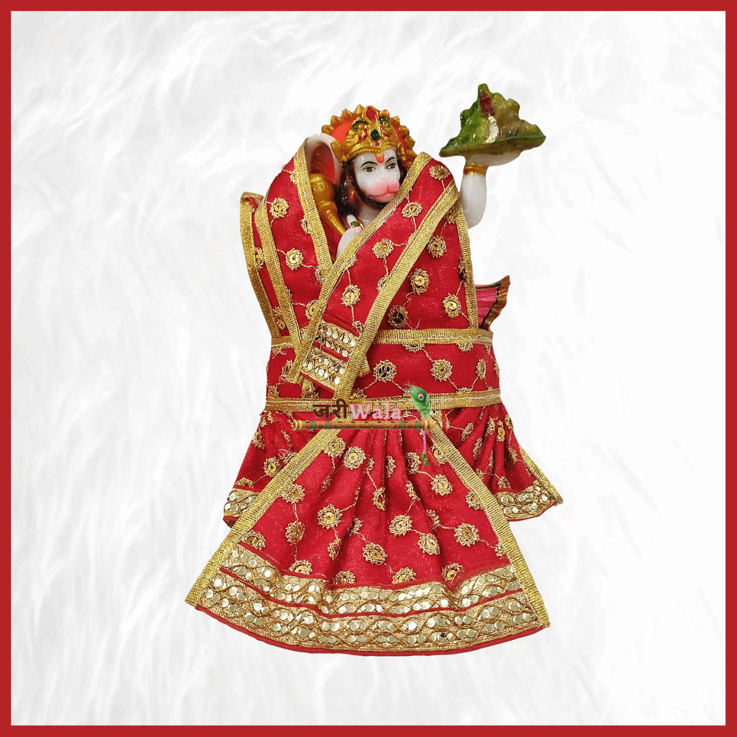 Thread Work Red Hanuman Ji Poshak - ZARIIWALAA