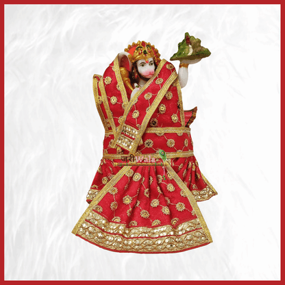 Thread Work Red Hanuman Ji Poshak - ZARIIWALAA