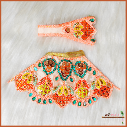 Thread Moti Work Peach Lehnga Patka