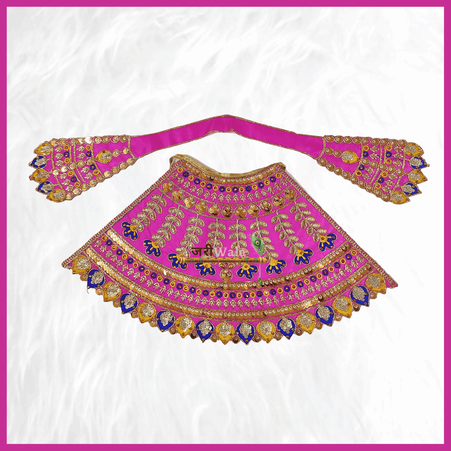 Thread Work Magenta Lehnga Patka - ZARIIWALAA