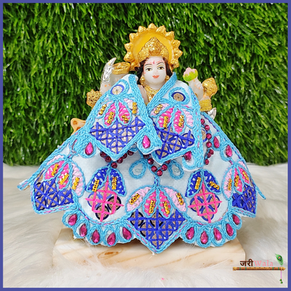 Thread Moti Work Light Blue Lehnga Patka