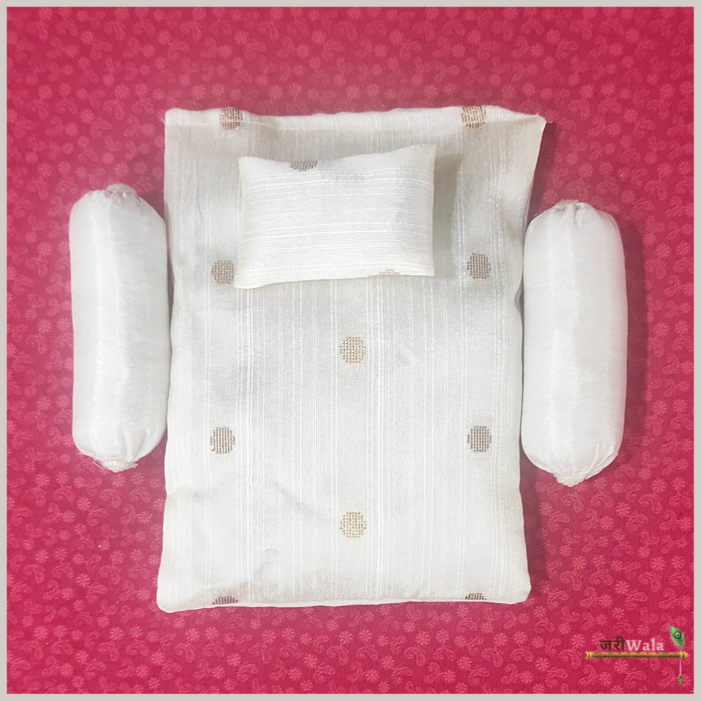 Cotton Plain 4 Piece Gadda Takia Set White