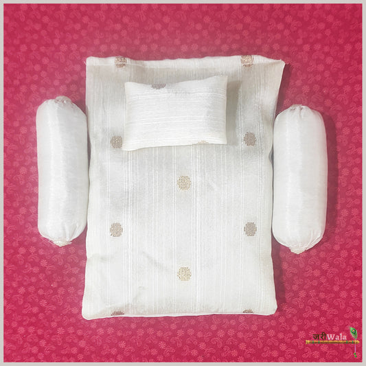 Cotton Plain 4 Piece Gadda Takia Set White