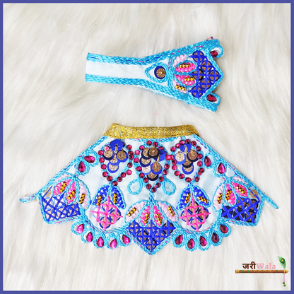 Thread Moti Work Light Blue Lehnga Patka