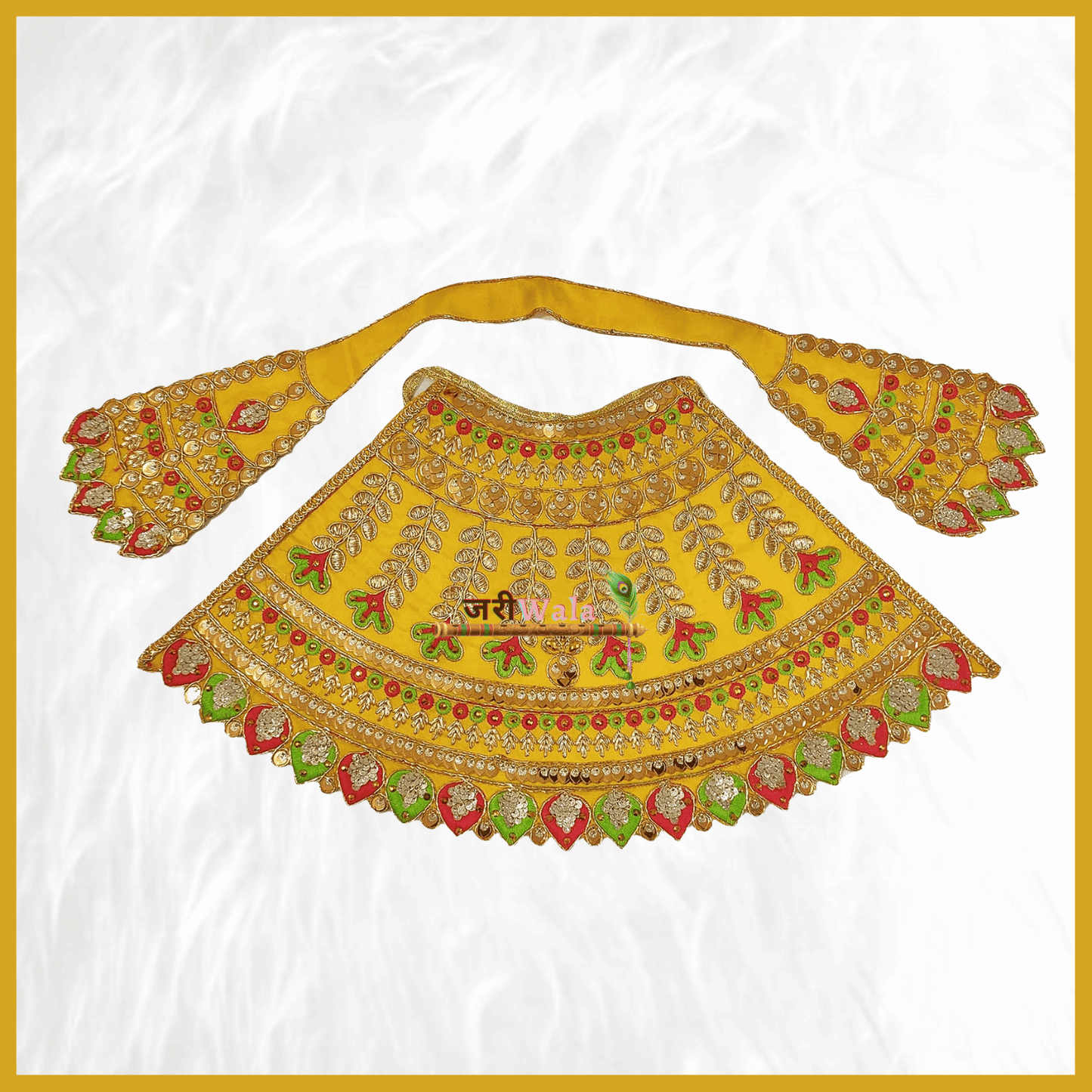 Thread Work Yellow Lehnga Patka - ZARIIWALAA