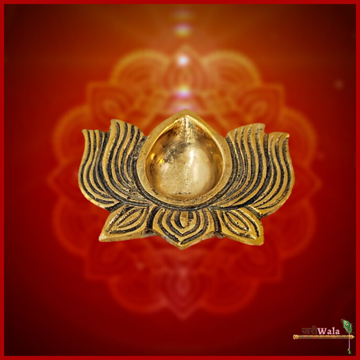 Traditional Lotus Shape Antique Brass Diya