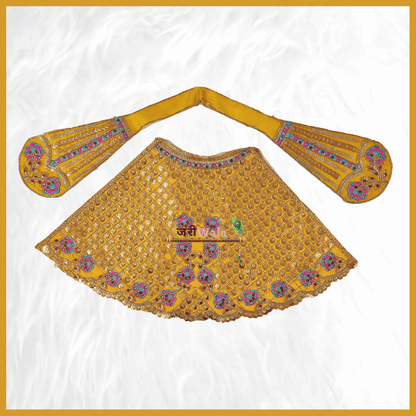 Thread Work Yellow Lehnga Patka - ZARIIWALAA