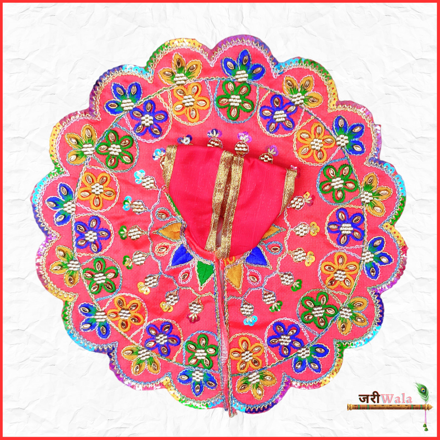 Blended Thread Kundan Work Red Laddu Poshak