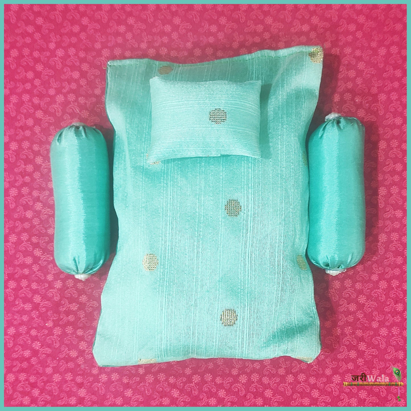 Cotton Plain 4 Piece Gadda Takia Set Green