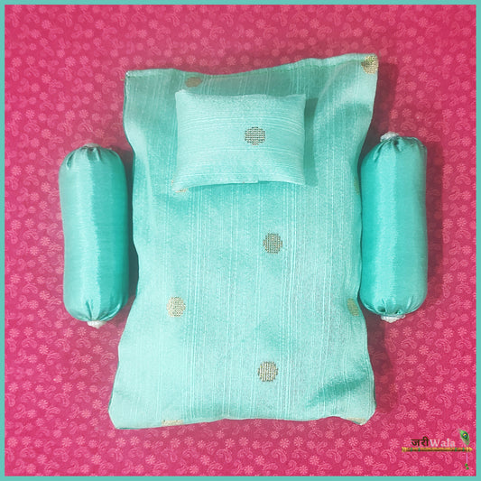 Cotton Plain 4 Piece Gadda Takia Set Green