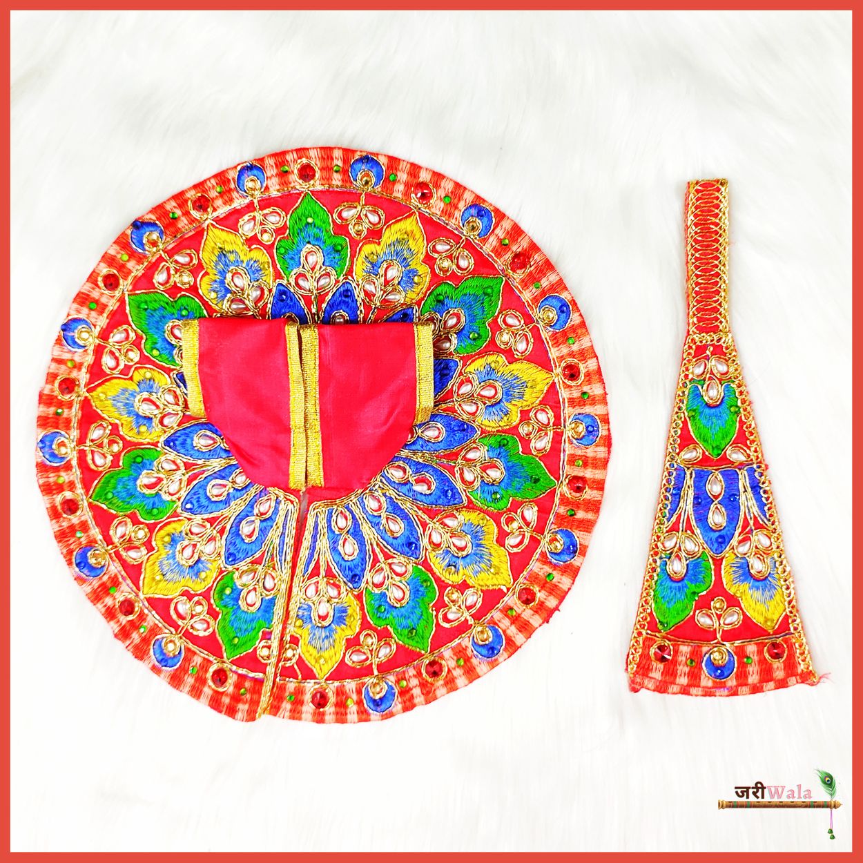 Blended Thread Work Multicolor Poshak With Patka