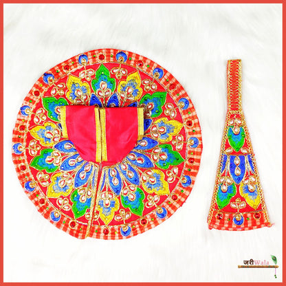 Blended Thread Work Multicolor Poshak With Patka