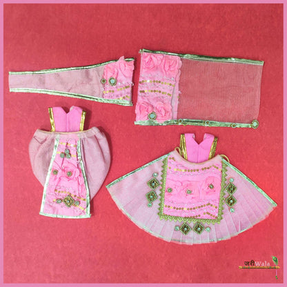 Blended Lace Booti Work Baby Pink Lehnga Chunni