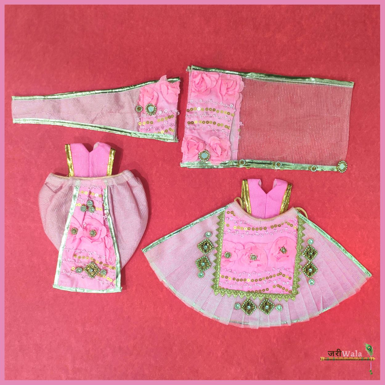 Blended Lace Booti Work Baby Pink Poshak