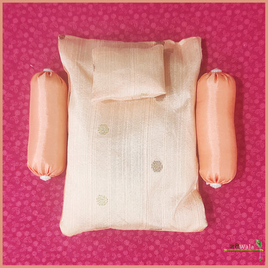 Cotton Plain 4 Piece Gadda Takia Set Peach