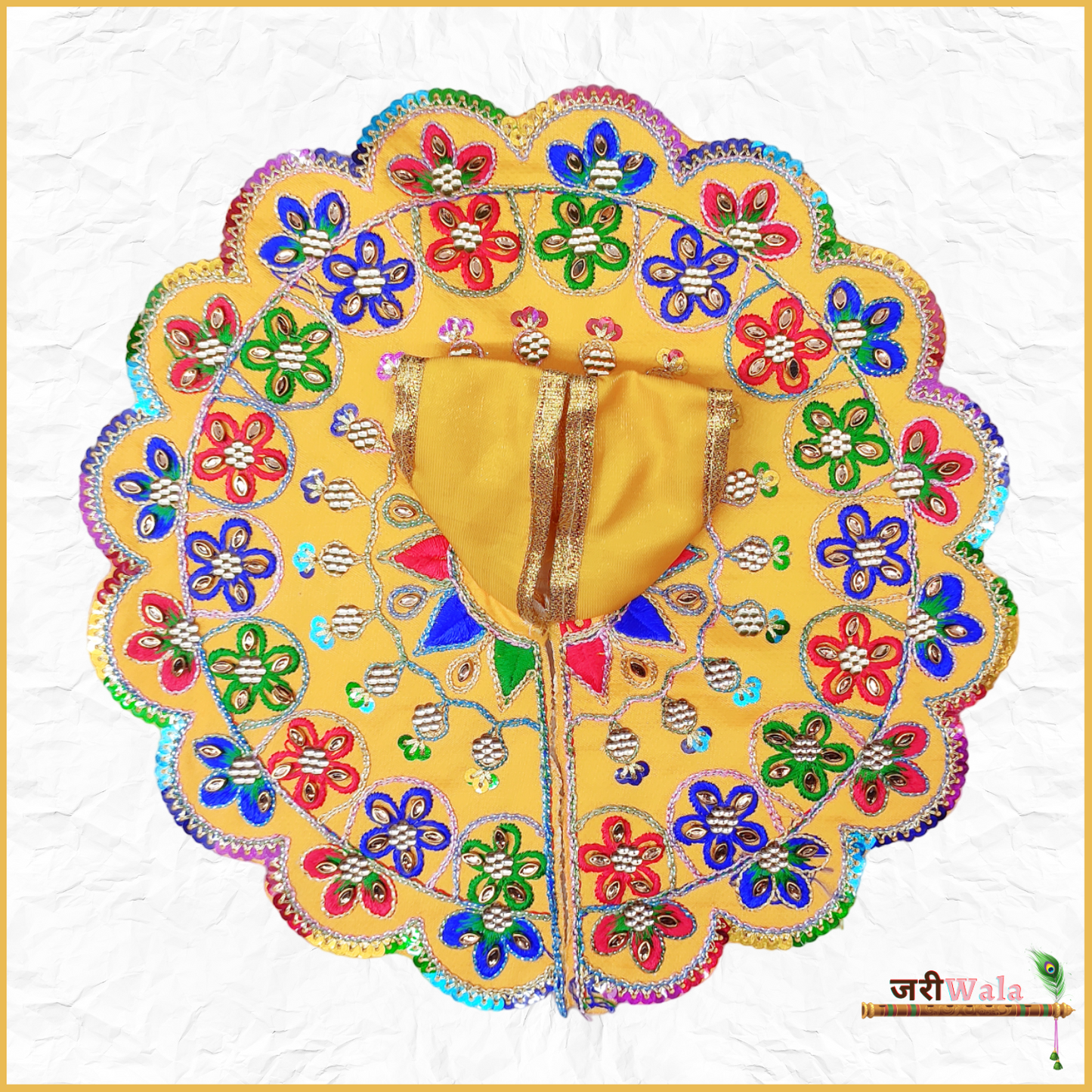 Blended Thread Kundan Work Yellow Laddu Poshak
