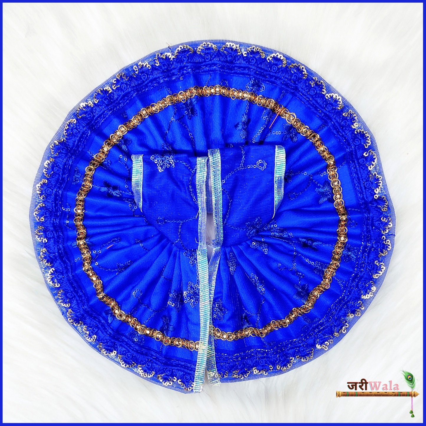 Blended Net Thread Lace Work Blue Poshak