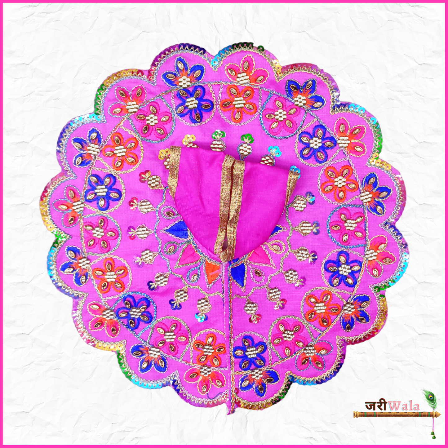 Blended Thread Kundan Work Magenta Laddu Poshak