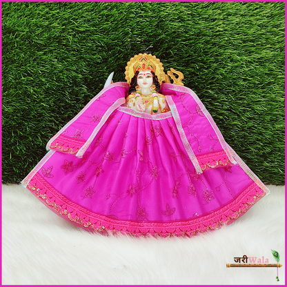 Blended Net Thread Work Magenta Lehnga Patka