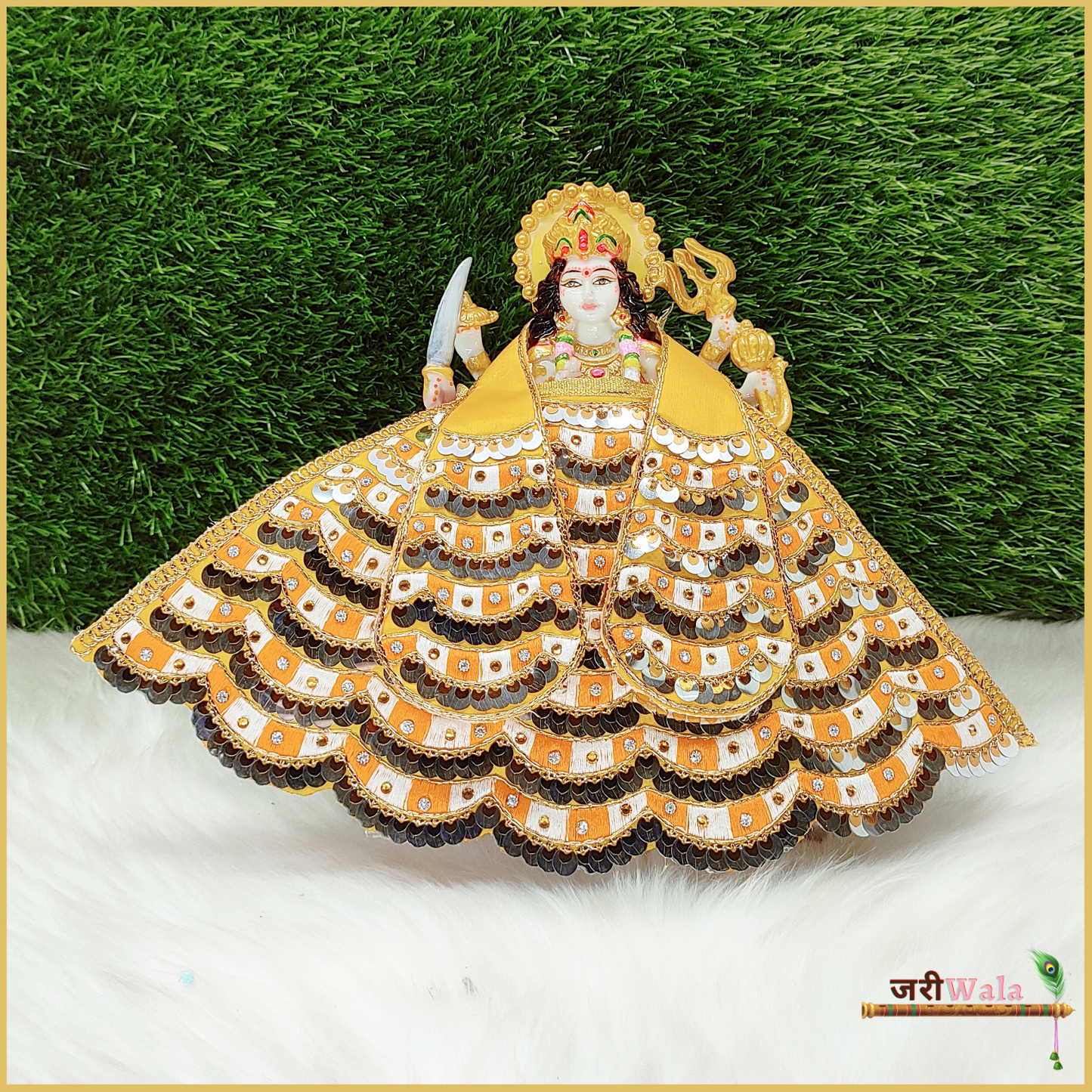 Thread Sitara Work Yellow Lehnga Patka